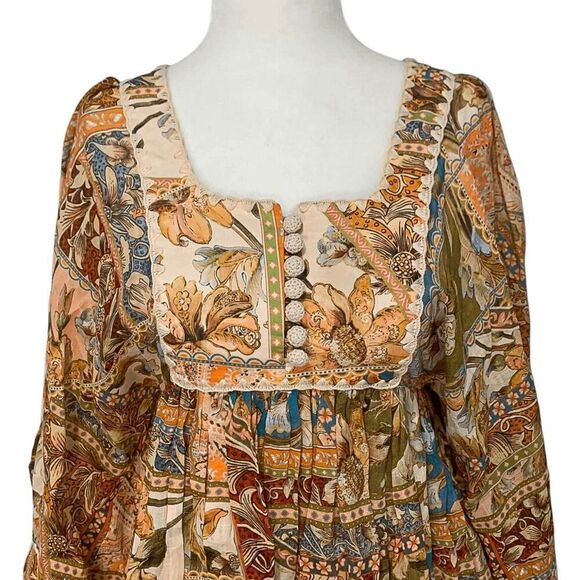 Zimmermann Chintz Billow Mini Dress Floral Crochet Long Sleeves Multi AU 0, US 4 - Picture 3 of 13